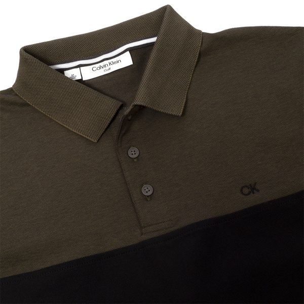 Calvin Klein Colour Block Polo Shirt - Olive Marl Black Fashion