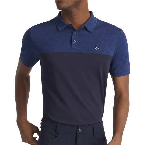 Calvin Klein Colour Block Polo Shirt - Cobalt Marl Navy Discount