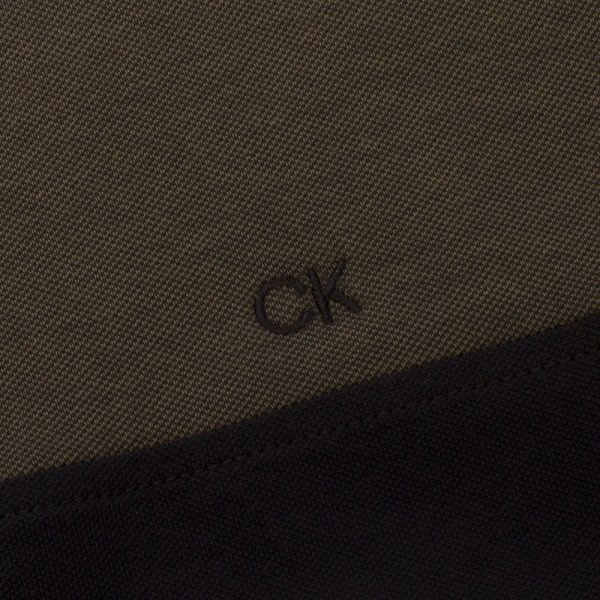 Calvin Klein Colour Block Polo Shirt - Olive Marl Black Fashion