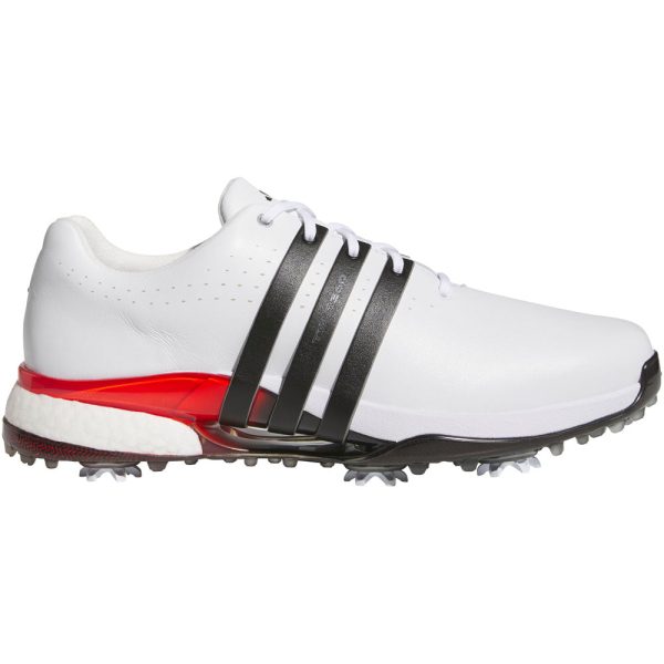 adidas Tour360 24 Spiked Waterproof Shoes - White Core Black Lucid Red For Cheap