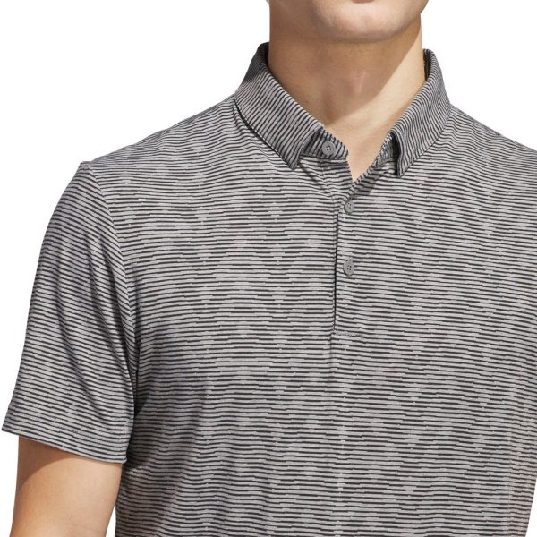 adidas Go-To Printed Stripe Polo Shirt - Grey Three Mel Black Online Sale