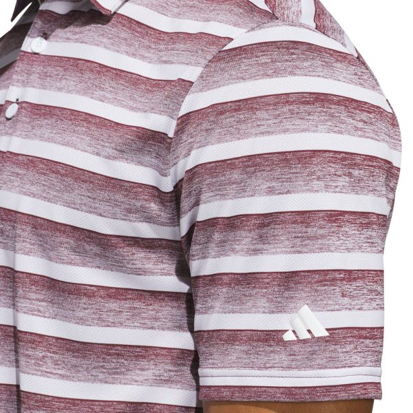 adidas 2 Color Stripe Polo Shirt - Aurora Ruby White For Cheap