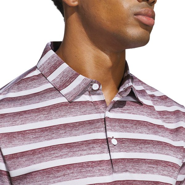 adidas 2 Color Stripe Polo Shirt - Aurora Ruby White For Cheap