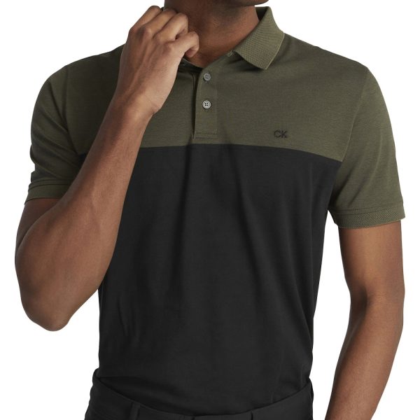 Calvin Klein Colour Block Polo Shirt - Olive Marl Black Fashion