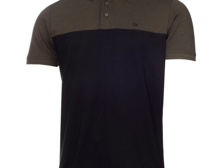 Calvin Klein Colour Block Polo Shirt - Olive Marl Black Fashion