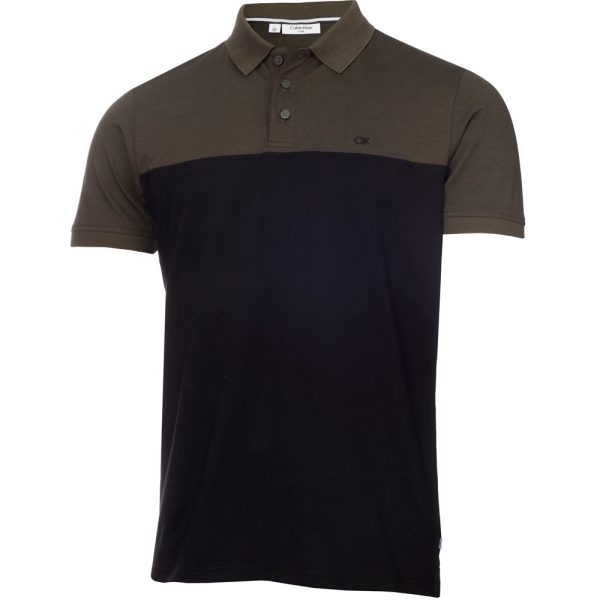 Calvin Klein Colour Block Polo Shirt - Olive Marl Black Fashion