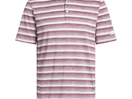 adidas 2 Color Stripe Polo Shirt - Aurora Ruby White For Cheap