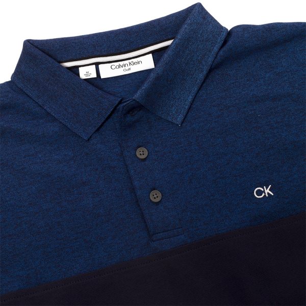 Calvin Klein Colour Block Polo Shirt - Cobalt Marl Navy Discount