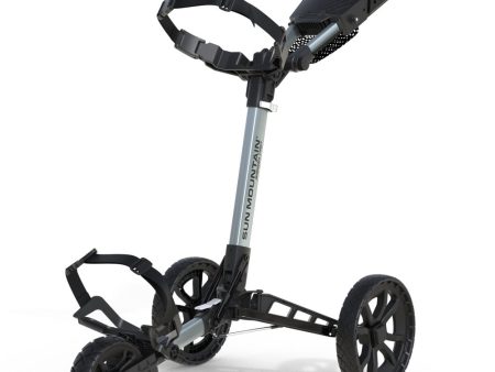 Sun Mountain Ridgeline 3-Wheel Push Trolley - Silver For Sale