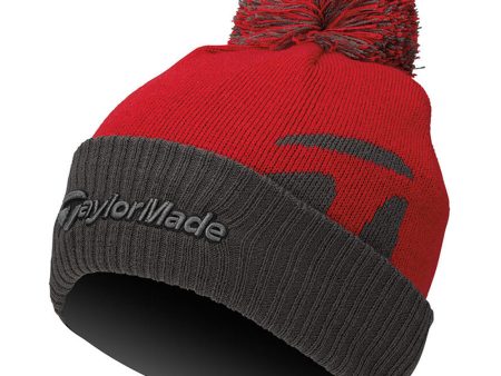 TaylorMade Bobble Beanie - Red For Cheap