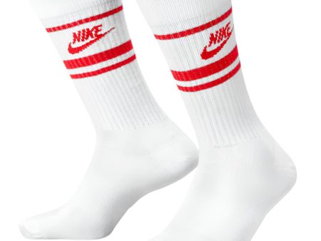 Nike Dri-FIT Everyday Essential Crew Socks (3 Pairs) - White University Red Online